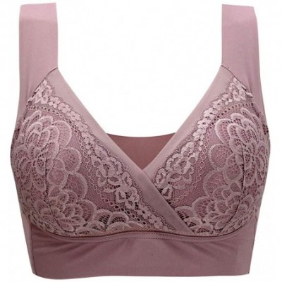 Bras Sexy Underwear Women's Sexy Air Permeable Extra Support Wirefree Lace Bra - Khaki - C918Y98ES7T