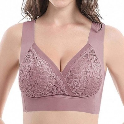 Bras Sexy Underwear Women's Sexy Air Permeable Extra Support Wirefree Lace Bra - Khaki - C918Y98ES7T