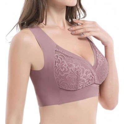 Bras Sexy Underwear Women's Sexy Air Permeable Extra Support Wirefree Lace Bra - Khaki - C918Y98ES7T