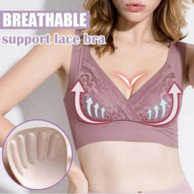 Bras Sexy Underwear Women's Sexy Air Permeable Extra Support Wirefree Lace Bra - Khaki - C918Y98ES7T