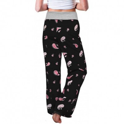 Bottoms Women's Comfy Casual Pajama Pants Floral Print Stretchy Drawstring Wide Leg Lounge Pants - Cashew - C91998WWMEE