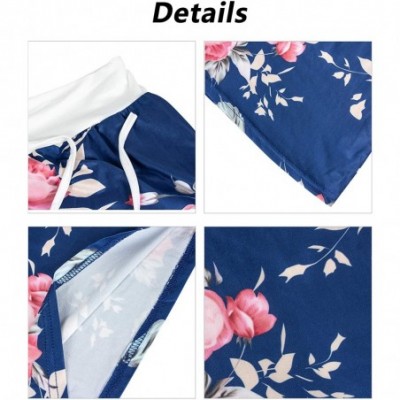 Bottoms Women's Casual Floral Print Palazzo Pants Pajama Lounge Pants Wide Leg Drawstring - Blue1 - C518URMOYDW