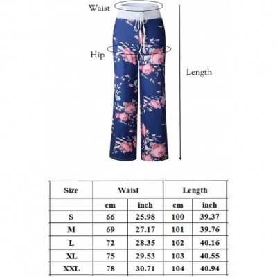 Bottoms Women's Casual Floral Print Palazzo Pants Pajama Lounge Pants Wide Leg Drawstring - Blue1 - C518URMOYDW