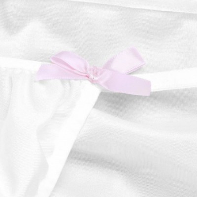 Bikinis Sissy Men's Bowknot Cheeking Bikini Briefs Low Waist Panties Underwear - Ivory - CS186AUH6YX