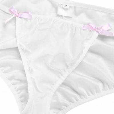 Bikinis Sissy Men's Bowknot Cheeking Bikini Briefs Low Waist Panties Underwear - Ivory - CS186AUH6YX