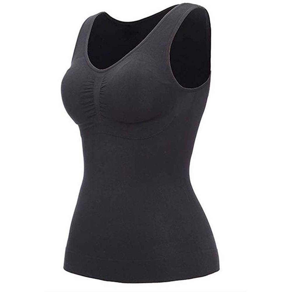 Shapewear Women's Shapewear Tank Top with Built in Bra - Black - C51905UHK2W