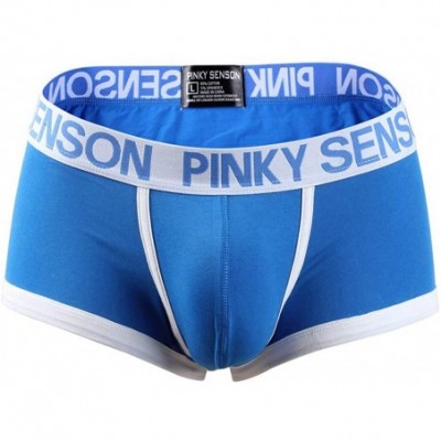 Briefs Mens Sexy Underwear Short Breathable Underpants Letter Pouch Soft Briefs Panties - Blue - C918WRZ00W8