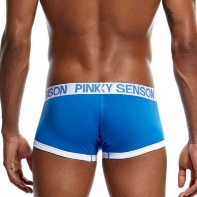 Briefs Mens Sexy Underwear Short Breathable Underpants Letter Pouch Soft Briefs Panties - Blue - C918WRZ00W8