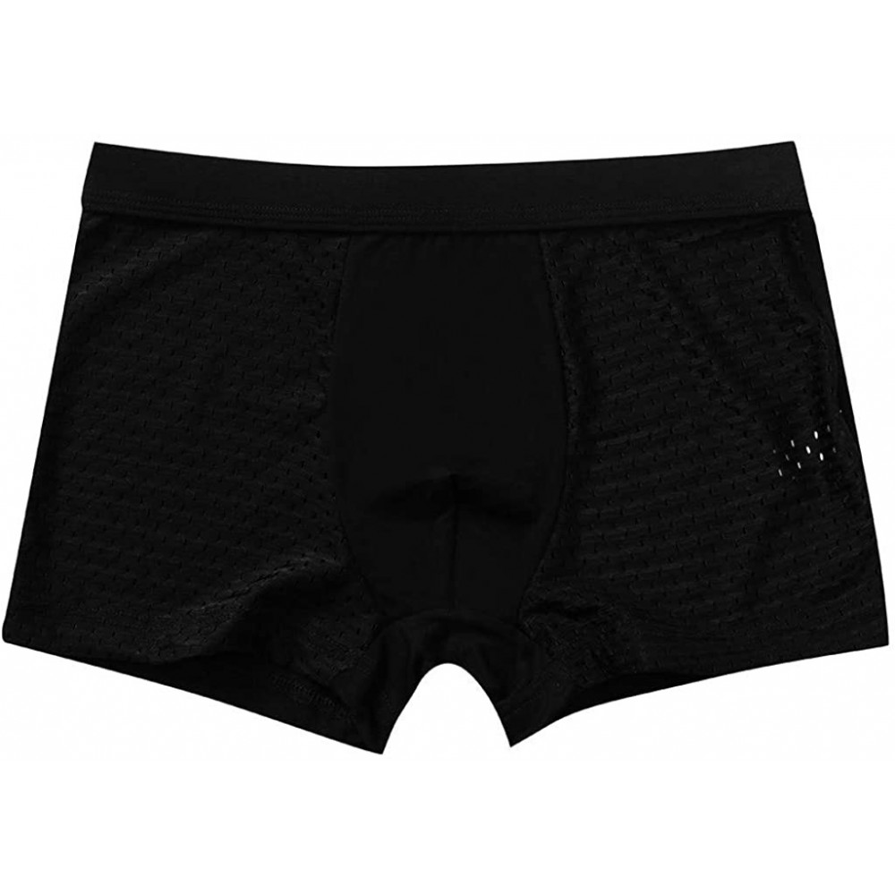 Boxer Briefs Boxer Briefs for Men Underwear Hollow-Out Breathable Stitching Underpants Shorts with Pouch - 1pc-black - CZ18XH...