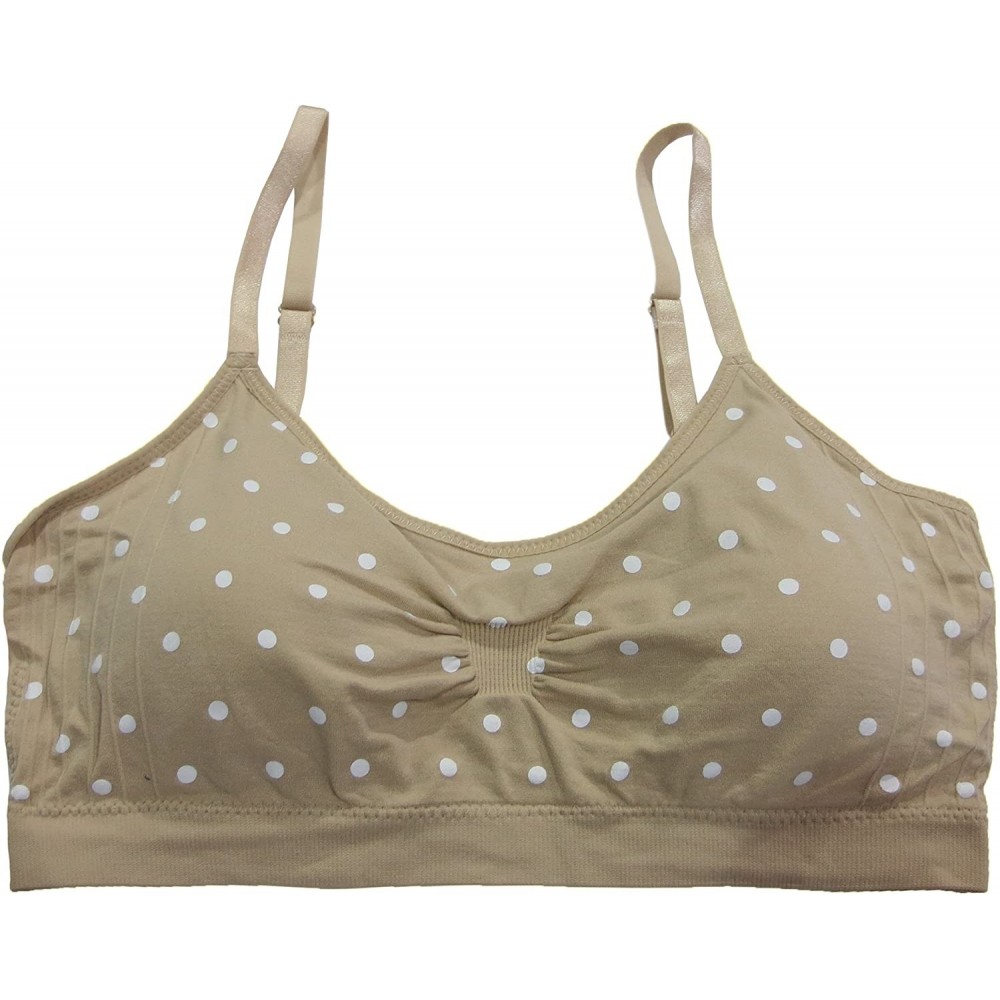 Bras Seamless V-Neck With Lace Bra One Size Nude/White Polka Dot - C112D706RWL