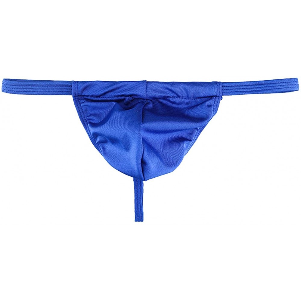 Briefs Men's Sexy Thong U Convex Pocket No Trace Low Waist Thong - Blue - CV18AA2URE8