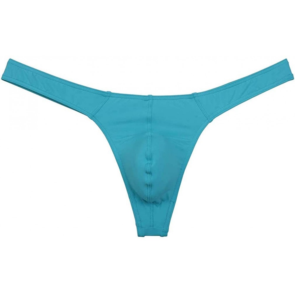 G-Strings & Thongs Men's Smooth Bikini Thong Underwear Low Rise Bulge Pouch T-Back Sexy Tangas Panties - Light Blue - C91966A...