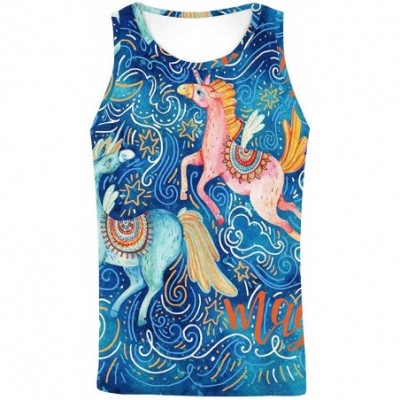 Undershirts Men's Muscle Gym Workout Training Sleeveless Tank Top Cute Unicorns Head - Multi2 - CP19DW90K9O