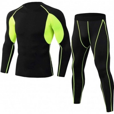 Thermal Underwear Compression Suits for Men- Workout Sets Fitness Sports Yoga Tights Gym Training Long Sleeve Shirts+Leggings...