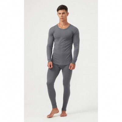 Thermal Underwear Men's Thermal Underwear Winter Ultra Soft Baselayer Cotton Lightweight Long Johns Set - Dark Grey - CW18A79...