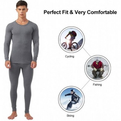 Thermal Underwear Men's Thermal Underwear Winter Ultra Soft Baselayer Cotton Lightweight Long Johns Set - Dark Grey - CW18A79...