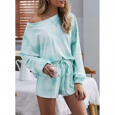 Sets Womens Long Sleeve Short Pajamas Set Tie Dye Printed Ruffle Soft Top and Pants PJ Set Nightwear Sleepwear Loungewear - F...