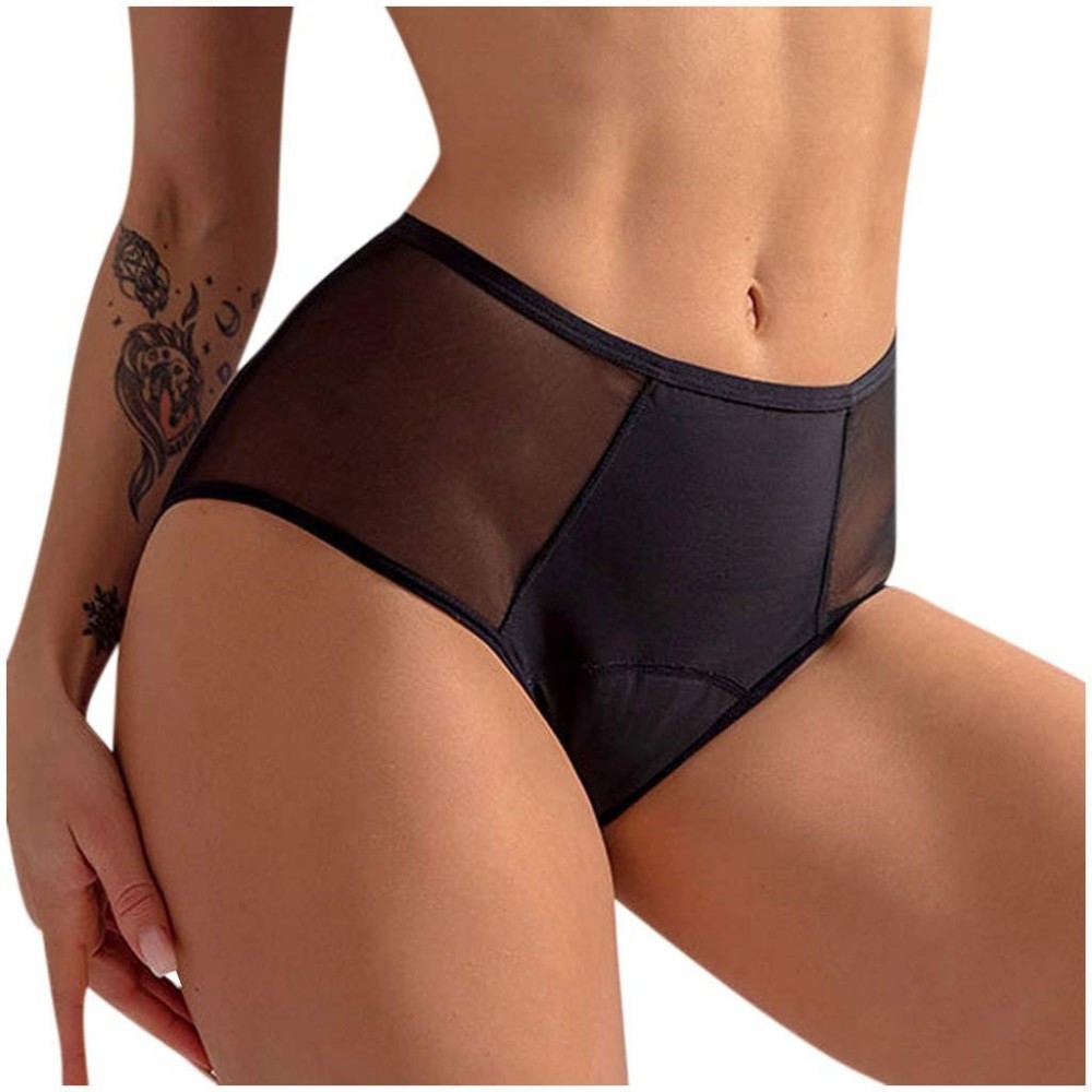 Thermal Underwear Leak Proof Menstrual Period Panties Women Underwear Physiological Waist Pants - Black - CV197D7Z8XD