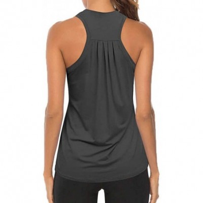 Tops Workout Tank Tops for Women - Athletic Yoga Tops- Racerback Running Tank Top - Gray D - CG19CH2KSSR