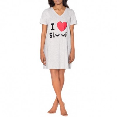 Nightgowns & Sleepshirts Women's V-Neck Oversized Sleep Shirt - Grey 'I Love Sleepy' - CL18NZ2HTQS