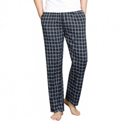 Sleep Bottoms Men's Woven Cotton Super Soft Pajama Pants with Pockets and Drawstring Elastic Waistband Lounge Pants - Black P...