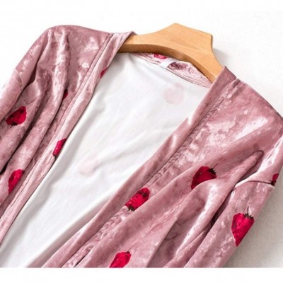 Sleep Sets Gold Velvet Home Service Long-Sleeved Cardigan Can be Worn Outside X1 - Pink - C318WD82ROA