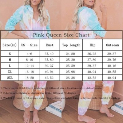 Sets Women 2 Piece Tie Dye Sweatsuit Set Long Sleeve Pullover and Drawstring Sweatpants Sets - Hooded - Multicolored - CN1903...