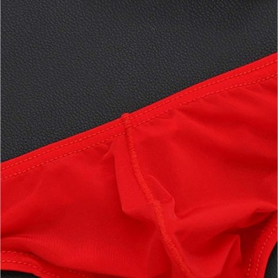 Boxer Briefs Men's Underwear- Panties Sexy Thong Shorts Raised Underwear Ice Silk T Underwears - Red - C718NM3707G