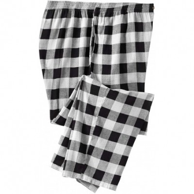 Sleep Bottoms Men's Big & Tall Flannel Plaid Pajama Pants Pajama Bottoms - Black White Buffalo Check (0124) - CH19EQ4SQHE