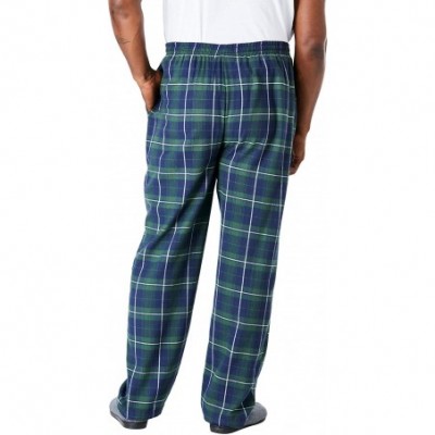 Sleep Bottoms Men's Big & Tall Flannel Plaid Pajama Pants Pajama Bottoms - Black White Buffalo Check (0124) - CH19EQ4SQHE