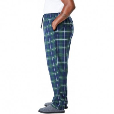 Sleep Bottoms Men's Big & Tall Flannel Plaid Pajama Pants Pajama Bottoms - Black White Buffalo Check (0124) - CH19EQ4SQHE