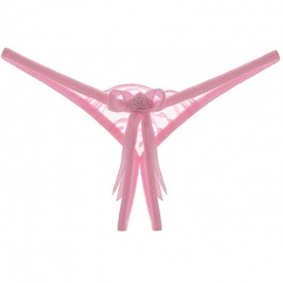 Garters & Garter Belts Womens Lingerie Sexy G-String Thongs Panty Underwear Low Rise T-Back Underpants - Pink - CC192A44K99