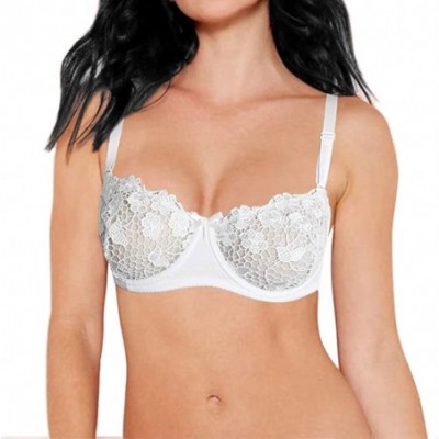 Bras Women See-Through Unlined Sheer Bra Sexy Underwired Lingerie Demi Bralette - White - C618QH8YH9E