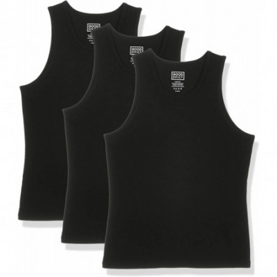 Undershirts 3-Pack Tag-Free Men's Solid Cotton Tank - Black - CX189HYNKXA