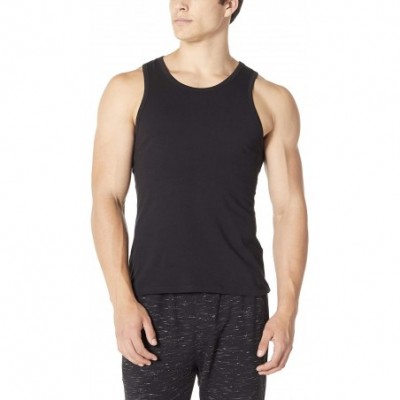 Undershirts 3-Pack Tag-Free Men's Solid Cotton Tank - Black - CX189HYNKXA