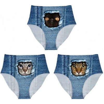 Panties Women Sexy Hipster Panties Seamless Low-Rise Panty Soft Stretch Bikini Underwear - 3pcs Animal Denim Print - CC18NLH35UI