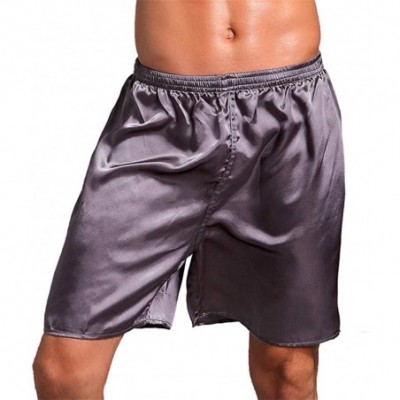 Boxers Men's Satin Boxers Shorts Summer Lounge Underwear Silk Pajamas Shorts Sleepwear Beach Shorts - 2 Pack(grey+black) - CK...