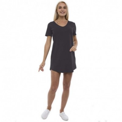 Nightgowns & Sleepshirts Women's Casual Dress Loose Fit V-Neck Nightgown - Grey - CV18WRWQ9ZQ