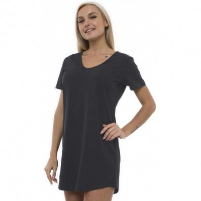 Nightgowns & Sleepshirts Women's Casual Dress Loose Fit V-Neck Nightgown - Grey - CV18WRWQ9ZQ