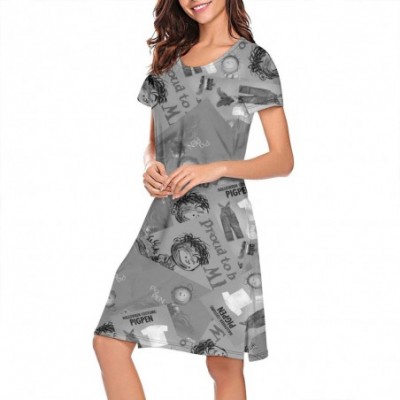 Nightgowns & Sleepshirts Women's Snoopy- Nightgown Printed Nightdress Crew Neck - White-139 - CH19C993S9R