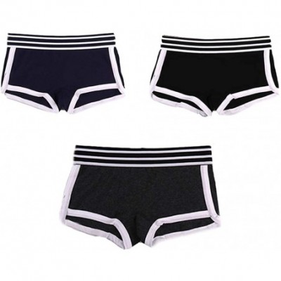 Panties Double-Layer Crotch Cotton Striped Boyshort 3 Pack Boxer Briefs for Tomboy Trans Lesbian - A - CS18ZTD80C4