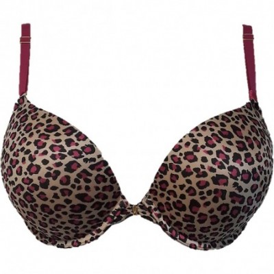 Bras Sexy Maximizer Underwire Push Up Bra (34B Leopard Pink) - CA18D09Z9WK