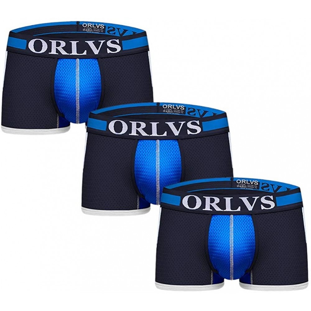 Boxer Briefs Men's Boxer Underwear Cotton Hip Underwear U Pouch - 3sapphire - CQ192SIXEKH