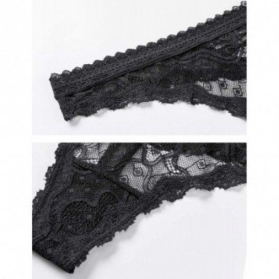 Panties Women's 2 Pack Lace See Through Cheeky Thong Sexy Panties - Black/White_2 Pack - CA18H406WWY