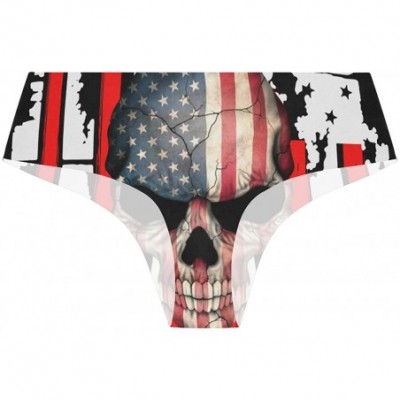 Panties Women Funny Briefs Afro-American Girl? Soft Invisible Seamless Underwear Panties - Usa Flag Skull American Pride - C7...