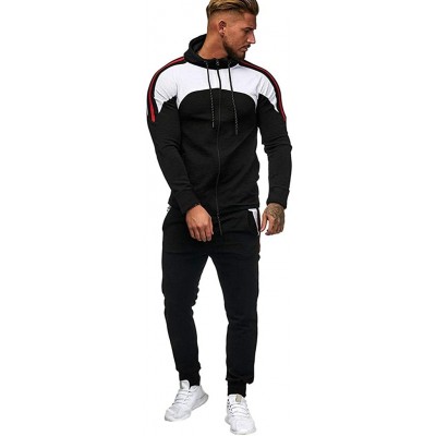 Sleep Sets Men Autumn Gradient Zipper Print Sweatshirt Top Pants Sets Sport Suit Tracksuit - Black - CU18YK9W2D5