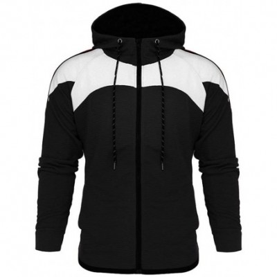 Sleep Sets Men Autumn Gradient Zipper Print Sweatshirt Top Pants Sets Sport Suit Tracksuit - Black - CU18YK9W2D5