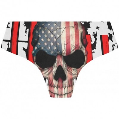 Panties Women Funny Briefs Afro-American Girl? Soft Invisible Seamless Underwear Panties - Usa Flag Skull American Pride - C7...