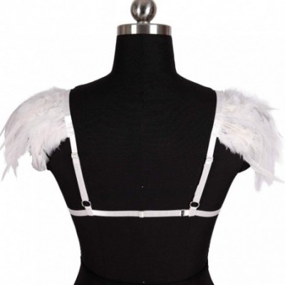 Accessories Women's Feather Breast Harness Epaulette Angel Wing Punk Open Body Breast Strappy Burning Rave Belts - White - CO...