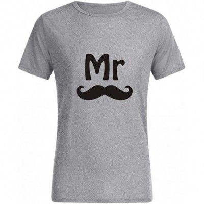 Shapewear Valentine's Day Short Sleeves for Couples- Monogram Print T-Shirt - Gray - C4194XGX26E